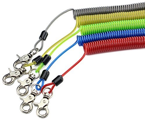 Booms Fishing T2 Fishing Tool Lanyard , Heavy Duty Coiled Lanyard ,79 inch Max , Yellow Blue Green Red and Black available