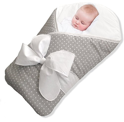 BundleBee Baby Wrap/Swaddle/Blanket, Feather Light/Grey Polka Dot, 0-4 Months 