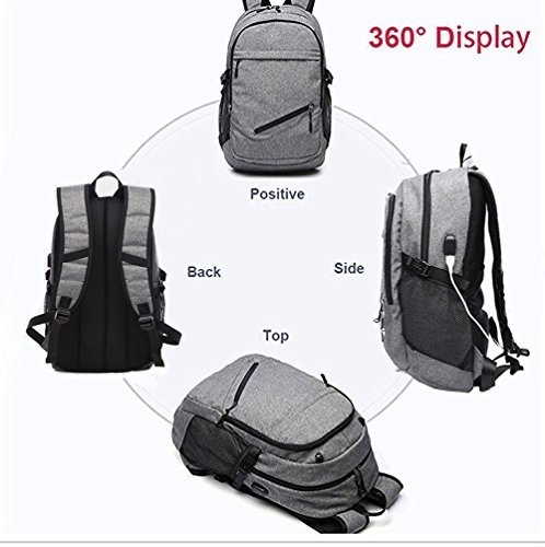 Business Laptop Backpack, Outdoor Travel Bag with Basketball Net Headphone Port and USB Ports Water Resistant College School Backpack for Women/men, Fits UNDER 15.6 inch Laptop & Tablet(Gray)