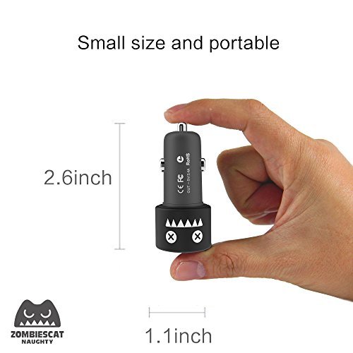 CHANBO Dual USB 17W/3.4 A Car Charger , Cigarette Lighter Adapter with 2 Adaptive Fast Port 3D Cartoon Silicone Band for smartphone, Android Phone & Tablet (black)