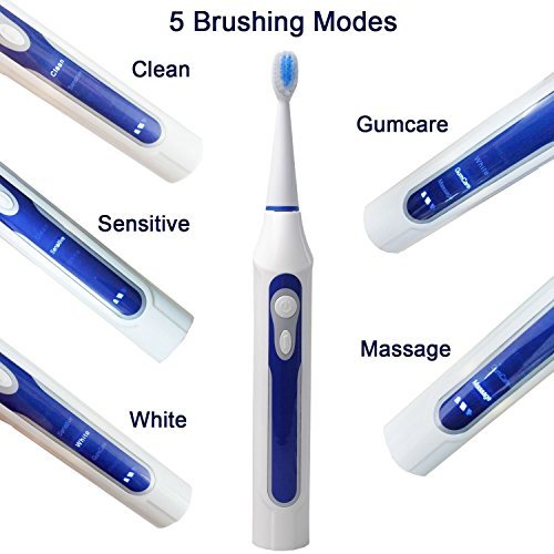 CUH Sonic Electric Toothbrush with UV Sanitizer Cordless Rechargeable 3 Brush Heads 5 Brushing Modes