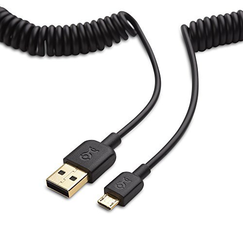 Cable Matters (2-Pack) Gold-Plated Coiled USB to Micro-USB Charge & Sync Cable – 6 Feet Stretched Length