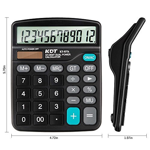 Calculator,KDT Handheld Standard Function Desktop Calculator,12 Digit Dual Power