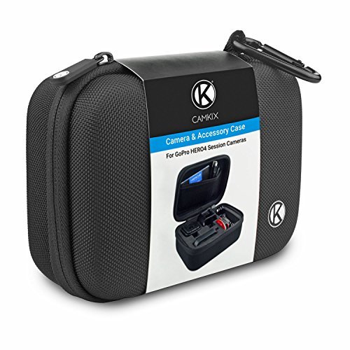 CamKix Camera and Accessory Case for GoPro HERO 5 / 4 Session Camera - Ideal for Travel or Storage - Complete Protection - Perfect Fit - Carabiner and Microfiber Cleaning Cloth (ONLY FOR HERO SESSION)