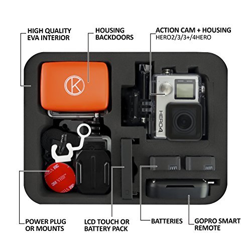 CamKix Carrying Case for Gopro Hero 4, Black, Silver, Hero+ LCD, 3+, 3, 2 and Accessories – Ideal for Travel or Home Storage – Complete Protection for Your GoPro Camera – Microfiber Cleaning Cloth