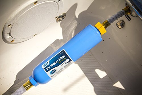 Camco 40043 TastePURE Water Filter with Flexible Hose Protector Greatly Reduces Bad Taste, Odors, Chlorine and Sediment in Drinking Water