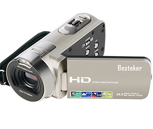 Camcorder, Besteker HD 1080P 24MP 16X Digital Zoom Video Camcorders with 270 Degree Rotation Screen