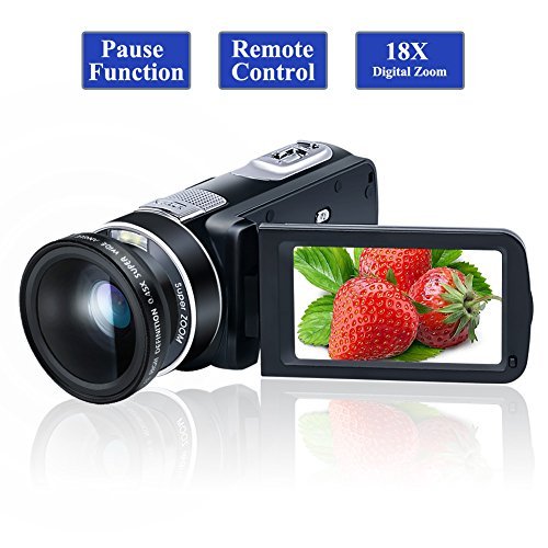 Camcorder Video Camera Full HD 1080P 24.0MP Digital Camera 18x Digital Zoom 2.7" LCD with Wide Angle Close-up Lens