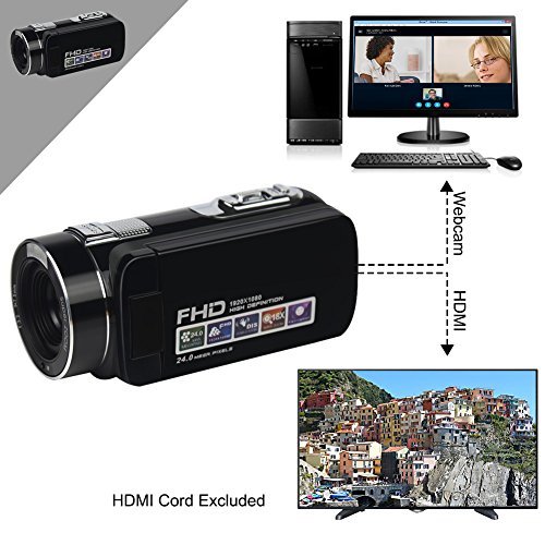 Camcorder Video Camera Full HD 1080P 24.0MP Digital Camera 18x Digital Zoom 2.7" LCD with Wide Angle Close-up Lens