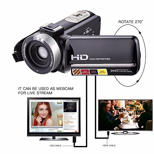 Camcorders, AnGeer HDV-301M 1080P 16X Digital Zoom 3 Inch Touch Screen Portable LCD Video Camcorder With Microphone