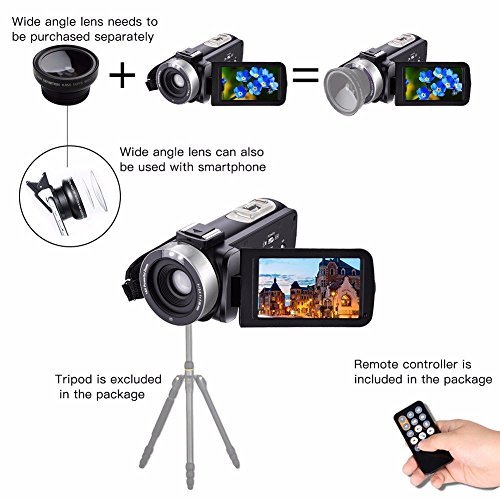 Camcorders, AnGeer HDV-301M 1080P 16X Digital Zoom 3 Inch Touch Screen Portable LCD Video Camcorder With Microphone