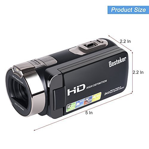 Camera Camcorders, Besteker HD 1080P 24 MP 16X Digital Zoom Video Camcorder with LCD and 270 Degree Rotation Screen