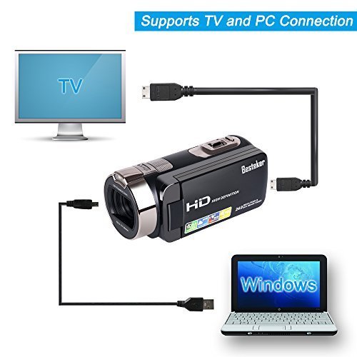 Camera Camcorders, Besteker HD 1080P 24 MP 16X Digital Zoom Video Camcorder with LCD and 270 Degree Rotation Screen