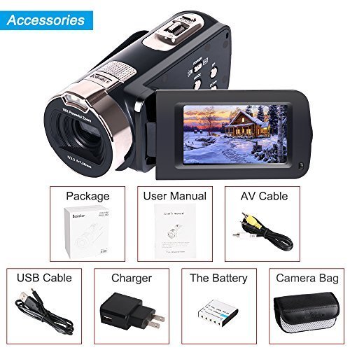 Camera Camcorders, Besteker HD 1080P 24 MP 16X Digital Zoom Video Camcorder with LCD and 270 Degree Rotation Screen