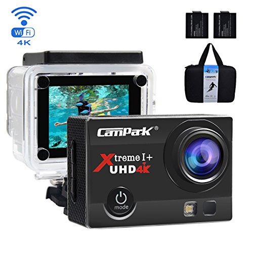 Campark ACT74 Action Cam 16MP 4K WiFi Waterproof Sports Camera 170° Ultra Wide-Angle Len with 2 Pcs Rechargeable Batteries and Portable Package