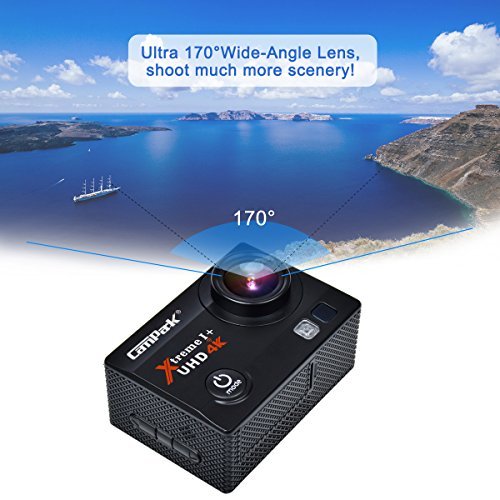 Campark ACT74 Action Cam 16MP 4K WiFi Waterproof Sports Camera 170° Ultra Wide-Angle Len with 2 Pcs Rechargeable Batteries and Portable Package