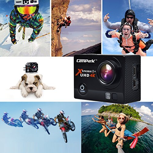 Campark ACT74 Action Cam 16MP 4K WiFi Waterproof Sports Camera 170° Ultra Wide-Angle Len with 2 Pcs Rechargeable Batteries and Portable Package