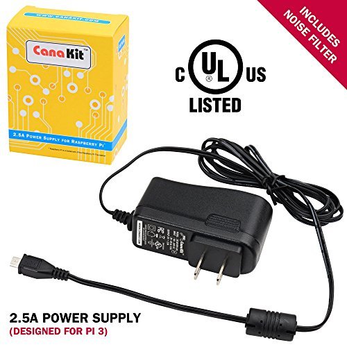 CanaKit 5V 2.5A Raspberry Pi 3 Power Supply / Adapter / Charger (UL Listed)