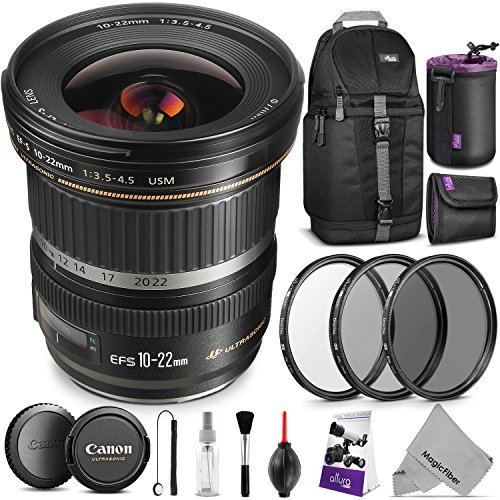 Canon EF-S 10-22mm f/3.5-4.5 USM Lens for Canon DSLR Cameras w/ Essential Photo and Travel Bundle