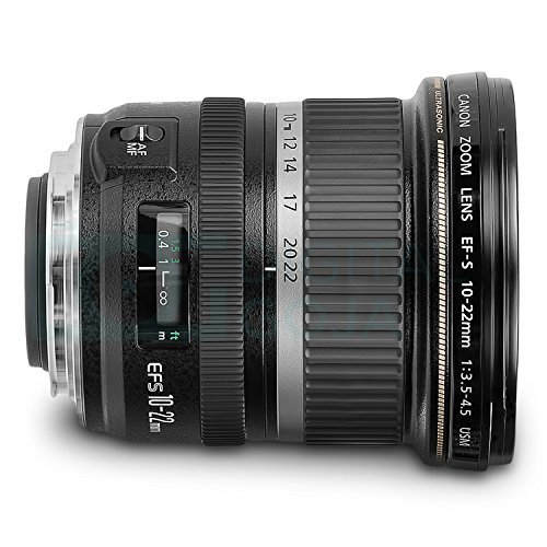 Canon EF-S 10-22mm f/3.5-4.5 USM Lens for Canon DSLR Cameras w/ Essential Photo and Travel Bundle