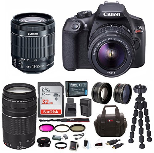 Canon EOS Rebel T6 18.0 MP DSLR Camera w/ EF-S 18-55mm & EF 75-300mm Lenses + Bundle