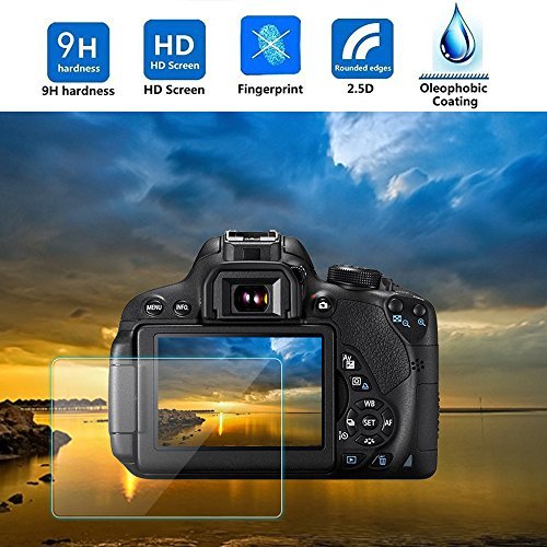 Canon EOS Rebel T6 T5 1300D 1200D Screen Protector, 3 Packs Kimilar Waterproof [Clear Touch] 9H Tempered Glass Screen Protection for Canon EOS Rebel T6 T5 1300D 1200D DSLR Camera