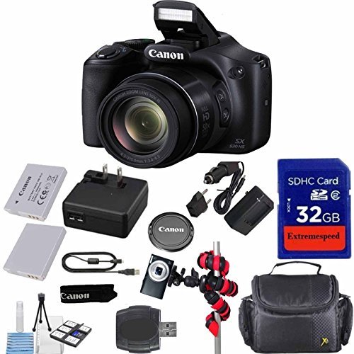 Canon Powershot SX530 HS 16.0 MP Digital Camera with 50x Zoom, Wi-Fi & 1080p Full HD Video + Extra Battery + Extremespeed 32GB Commander Memory + Spider Flexible Tripod + Deluxe Carrying Case