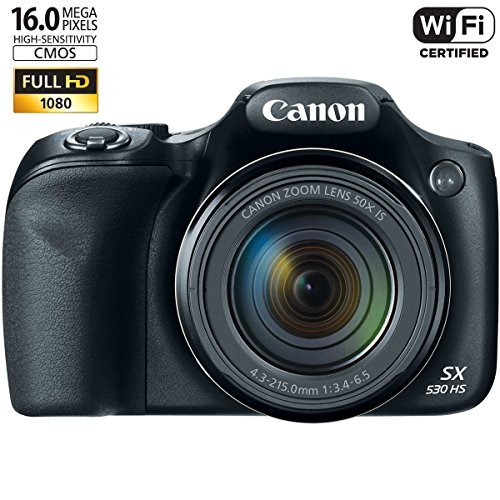 Canon Powershot SX530 HS 16MP Wi-Fi Super-Zoom Digital Camera 50x Optical Zoom Ultimate Bundle Includes Deluxe Camera Bag, 32GB Memory Cards, Extra Battery, Tripod, Card Reader, HDMI Cable & More