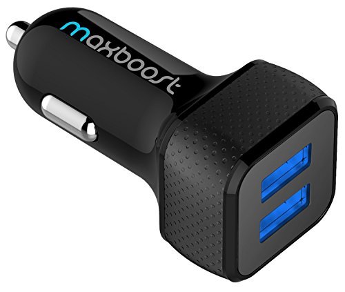 Car Charger, Maxboost 4.8A/24W 2 USB Smart Port Car Charger [Black] for iPhone 7 6S Plus 6 Plus 6 5SE 5S 5 5C, Samsung Galaxy S8 S7 S6 Edge, Note 8 4 S5,LG G6 G5 G4,HTC,Nexus 5X 6P,iPad Pro Portable