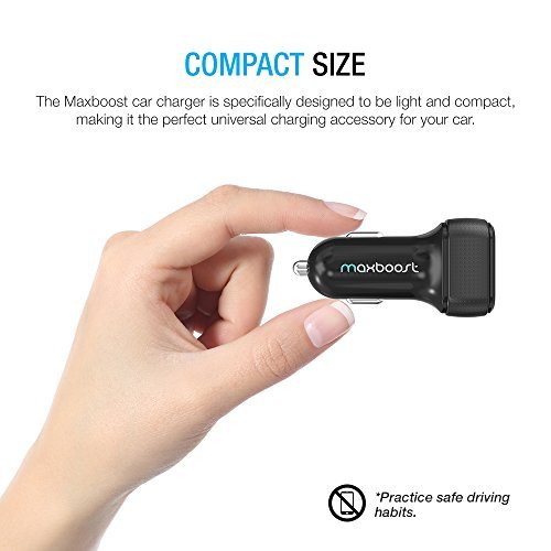Car Charger, Maxboost 4.8A/24W 2 USB Smart Port Car Charger [Black] for iPhone 7 6S Plus 6 Plus 6 5SE 5S 5 5C, Samsung Galaxy S8 S7 S6 Edge, Note 8 4 S5,LG G6 G5 G4,HTC,Nexus 5X 6P,iPad Pro Portable