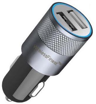 Car Charger, WirelessFinest, Dual Port 3.1A USB Car Charger Adapter for Apple iPhone 6/6 Plus/5s/5c/5/4s/4, Apple iPad 4/3/2/Mini/Air/2, Apple iPod, Samsung Galaxy S6/S5/S4/S3/Tab 4, Motorola, HTC Phone and other USB powered devices (Black)