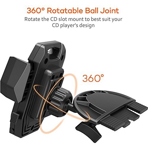 Car Phone Mount for CD Player Slot, TaoTronics Phone Holder for Car, CD Slot Phone Mount, CD Player Phone Mount, Smartphone Holder with Silicone Pad Clip, One-Click Release Button