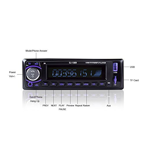 Car Stereo Receiver (with Bluetooth/USB/SD/AUX/FM), Single Din Version, Car Radio, MP3 Player, Wireless Remote Control Included by Scharkspark