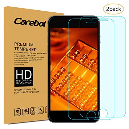 Carebol Clear Premium Tempered Glass Screen Protector for iPhone 7(4.7 inch),[Anti-scratch][High Definition][Anti-fingerprint][Bubble-free](Pack of 2)