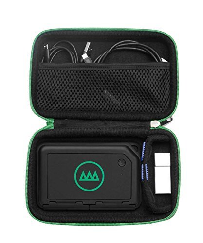 CaseSack Designed Protection Case for GNARBOX Portable Backup and Editing System, Pocket for HD/ Micro SD Cards, Mesh pocket for Cable, USB & other accessories, Black with Green Zip & Wrist Strap