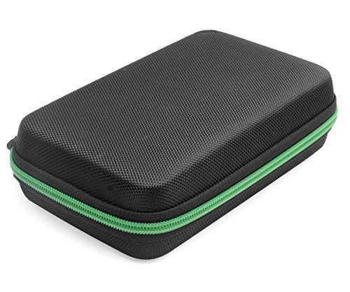 CaseSack Designed Protection Case for GNARBOX Portable Backup and Editing System, Pocket for HD/ Micro SD Cards, Mesh pocket for Cable, USB & other accessories, Black with Green Zip & Wrist Strap