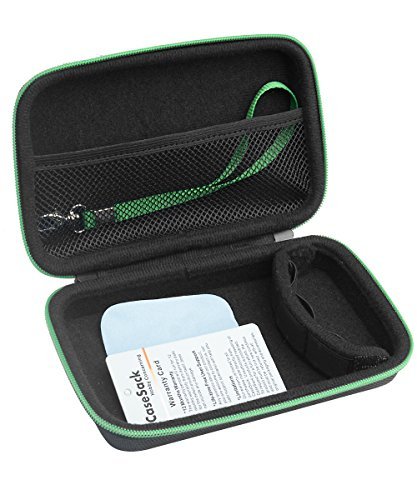 CaseSack Designed Protection Case for GNARBOX Portable Backup and Editing System, Pocket for HD/ Micro SD Cards, Mesh pocket for Cable, USB & other accessories, Black with Green Zip & Wrist Strap