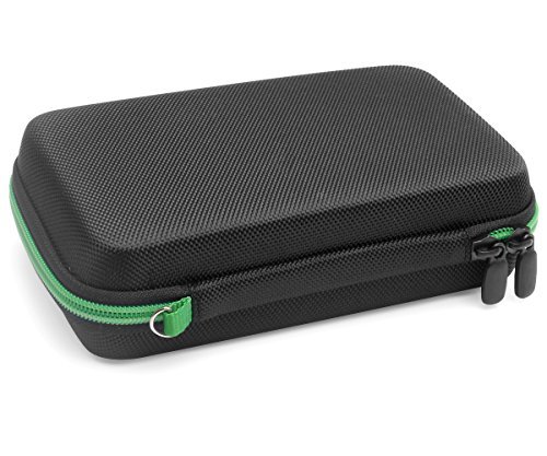 CaseSack Designed Protection Case for GNARBOX Portable Backup and Editing System, Pocket for HD/ Micro SD Cards, Mesh pocket for Cable, USB & other accessories, Black with Green Zip & Wrist Strap