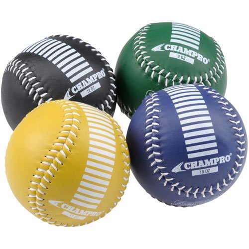 Champro Training Softballs, Set of 4 (Green/Yellow/Black/Blue, 12-Inch)