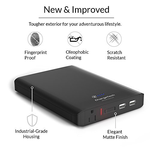 ChargeTech - Portable AC Outlet Battery Pack 27000mAh up to 85W / 110V (TSA Approved for Airline Travel) - External Power Bank Charger for MacBooks, Laptops, Cameras, Camping, CPAP...