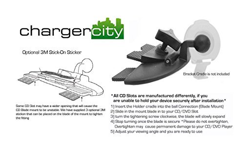 ChargerCity EasyBlade 17mm Ball Connection Car CD Slot Mount for Garmin Nuvi Drive DriveSmart GPS Brackets Cradles 3x 4x 5x 6x 50 51 55 56 57 57LM 57LMT 58 58LMT 61 65 66 67 68 25xx LM LMT LMTHD GPS