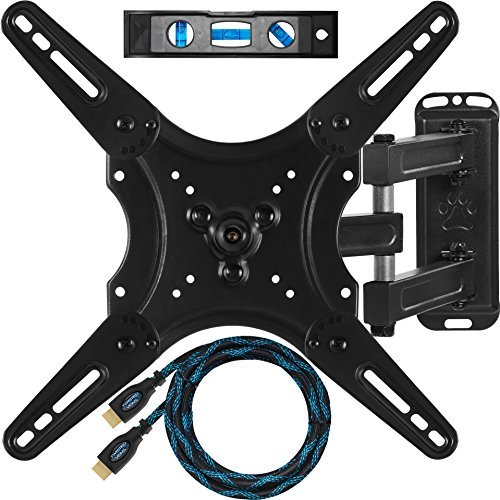 Cheetah Mounts ALAMLB Articulating Arm (20" Extension) TV Wall Mount Bracket for 20-55" TVs up to VESA 400 and 66lbs, Including a Twisted Veins 10' Cable and a 6" 3-axis Magnetic Bubble Level