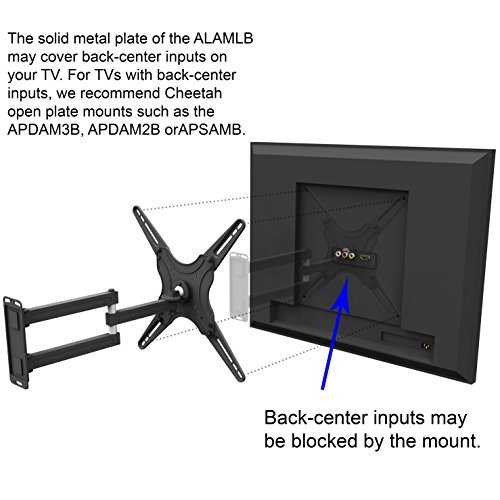 Cheetah Mounts ALAMLB Articulating Arm (20" Extension) TV Wall Mount Bracket for 20-55" TVs up to VESA 400 and 66lbs, Including a Twisted Veins 10' Cable and a 6" 3-axis Magnetic Bubble Level