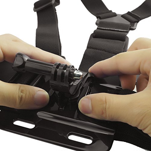 Chest Mount Harness for Gopro Hero 5, Black, Session, Hero 4, Session, Black, Silver, Hero+ LCD, 3+, 3, 2, 1 – Fully Adjustable Chest Strap - Also Includes J-Hook / Thumbscrew / Storage Bag