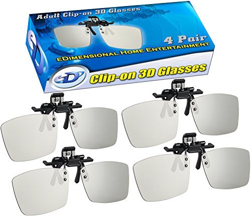 Clip-On Sony TDG-500P eD Compatible Passive 3D Glasses (Pack of 4)