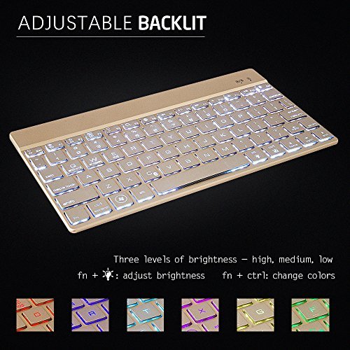 Collen Ultra-Thin Universal 7 Colors Backlight Wireless Bluetooth Keyboard