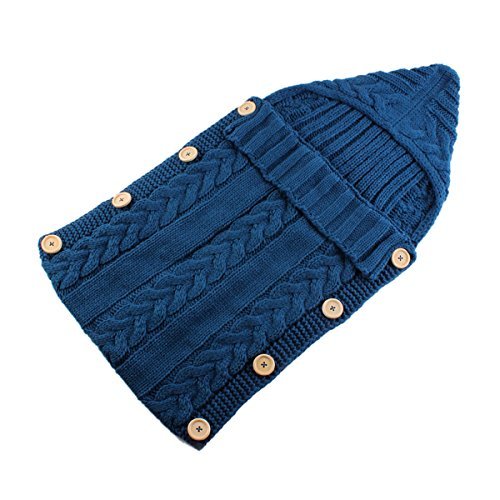 Colorful Newborn Baby Wrap Swaddle Blanket, Oenbopo Baby Kids Toddler Knit Blanket Swaddle Sleeping Bag Sleep Sack Stroller Wrap for 0-12 Month Baby (Blue) 