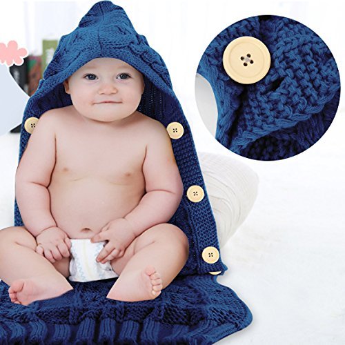 Colorful Newborn Baby Wrap Swaddle Blanket, Oenbopo Baby Kids Toddler Knit Blanket Swaddle Sleeping Bag Sleep Sack Stroller Wrap for 0-12 Month Baby (Blue) 