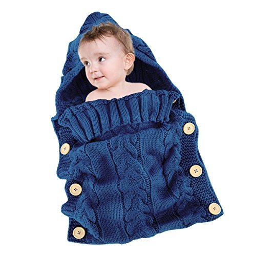 Colorful Newborn Baby Wrap Swaddle Blanket, Oenbopo Baby Kids Toddler Knit Blanket Swaddle Sleeping Bag Sleep Sack Stroller Wrap for 0-12 Month Baby (Blue) 