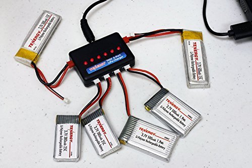 Combo: T453 3.7V LiPO RC Charger and 6x 3.7V 700mAh LiPO Batteries (For Syma X5, X5C, X5SC, X5SW)